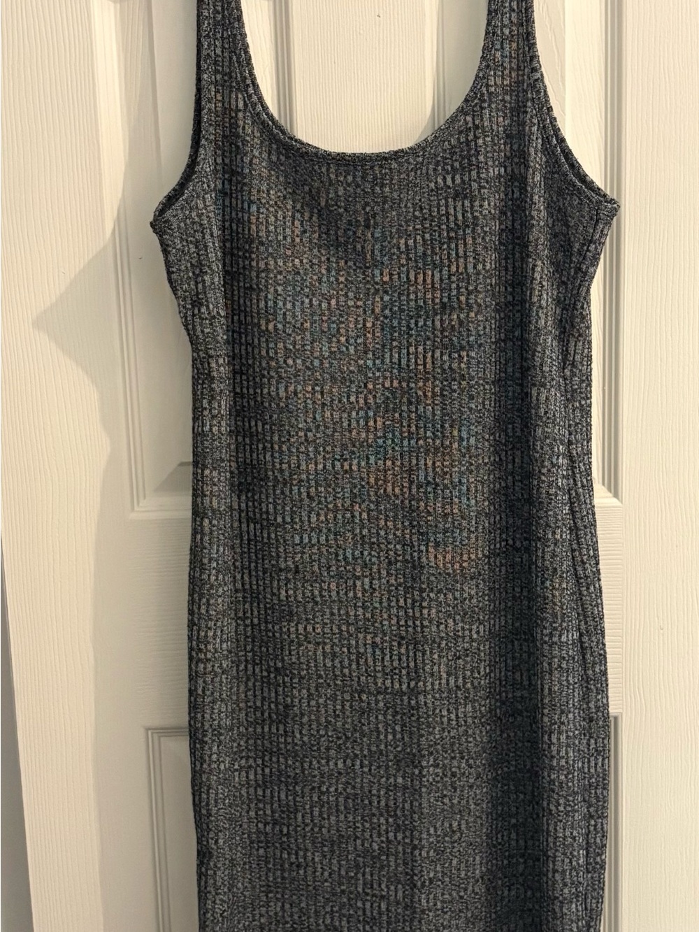 Sleeveless Ribbed Midi Dress in Gray